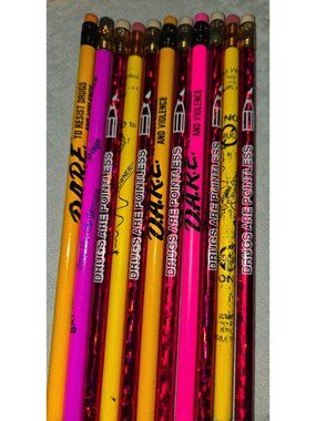 11 Vintage D.A.R.E. Collectible No. 2 Pencils - Anti-Drug Messages Assorted Colo